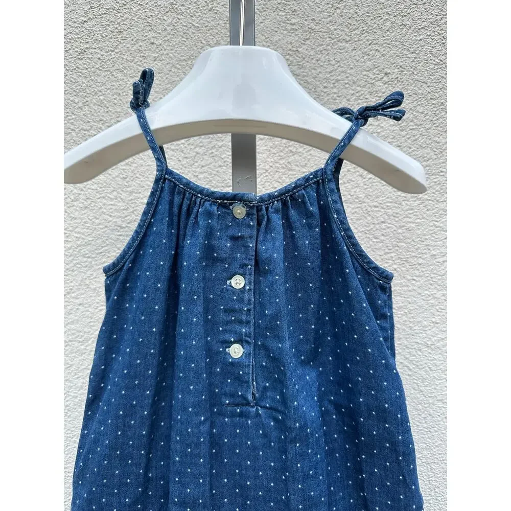 Baby Gap 1969 Denim Jumpsuit, Baby Size 18-24mo, Blue Polka Dot